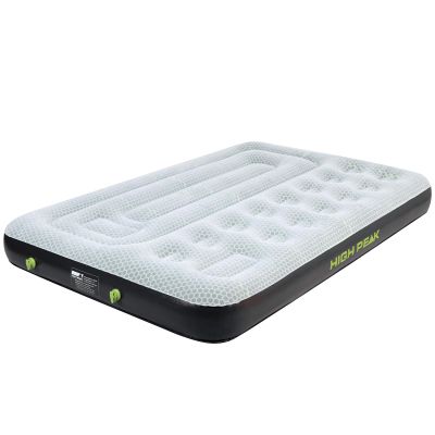 High Peak 40053 Multi Comfort Plus Unisex Air Mattress with Integrated Foot Pumps, Gray/Green/Black, 198 x 137 x 22 cm