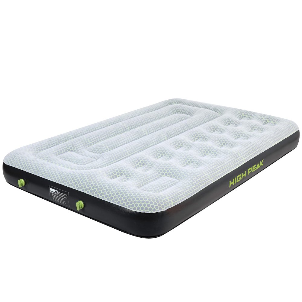 High Peak 40053 Multi Comfort Plus Unisex Air Mattress with Integrated Foot Pumps, Gray/Green/Black, 198 x 137 x 22 cm