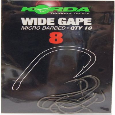 Korda Wide Gape Fishing Hooks, Size 8, 10-Pack