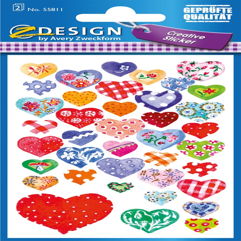 AVERY Zweckform 55811 Glitter Heart Paper Stickers, 78 Pack