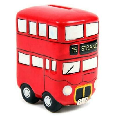 Think Favours Funny Routemaster Bus Money Box, Red