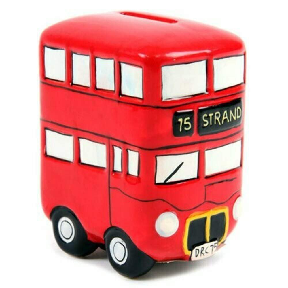 Think Favours Funny Routemaster Bus Money Box, Red