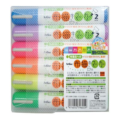 Shachihata Fluorescent Marker Set, Pastel Colors, KT-2/6W-2