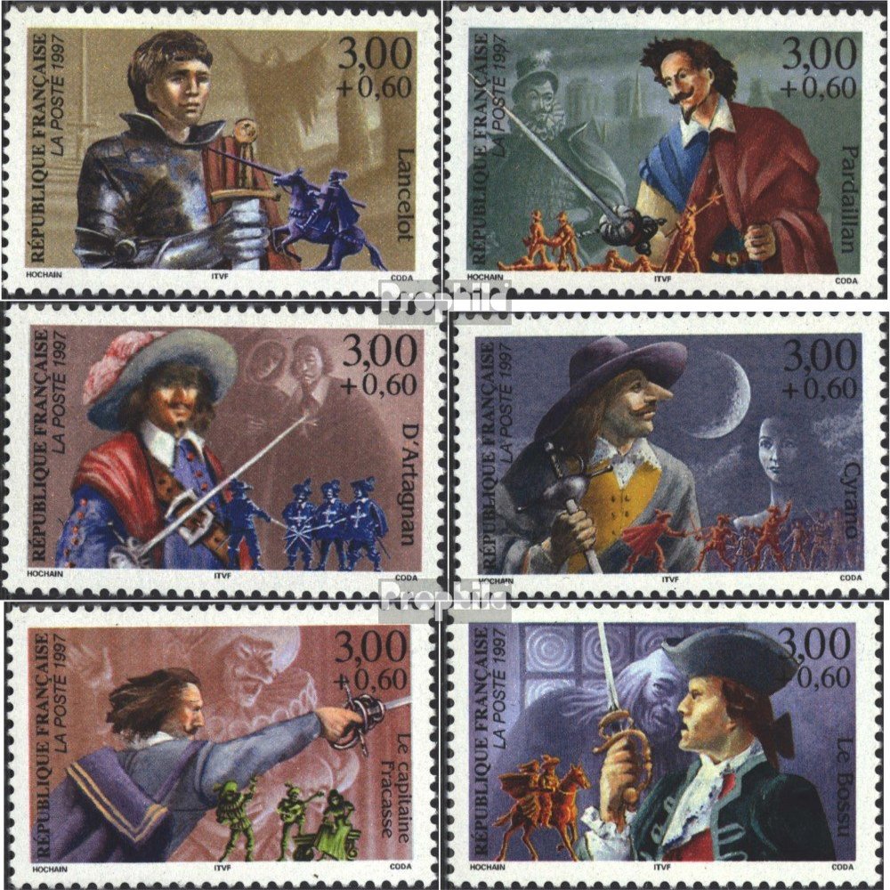Prophila Collection France 3255–3260 (Complete Set), Mint Never Hinged (MNH), 1997 Heroes