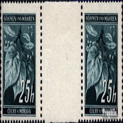 Prophila Collection Bohemia and Moravia 23ZW Gutter Pair, MNH 1939 Definitive Stamps, Plants/Mushrooms