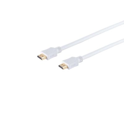 HDMI Cable A-to-A, Gold-Plated, HEAC, White, 3 m