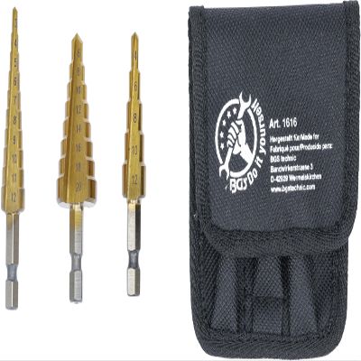BGS DIY 1616 HSS Step Drill Bit Set, 3–20 mm, 3-Piece