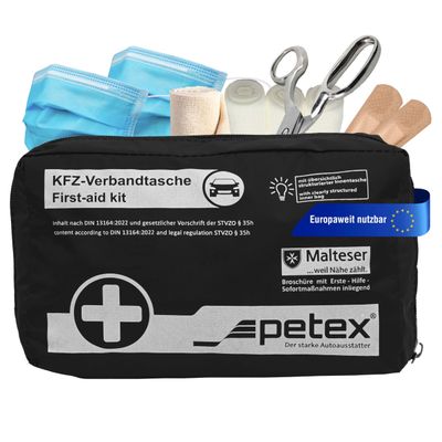 Petex Car First Aid Kit, Black, Current Standard 2023