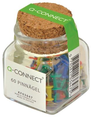 Q-Connect KF03647 Assorted Push Pins in Jar, 60 Pieces