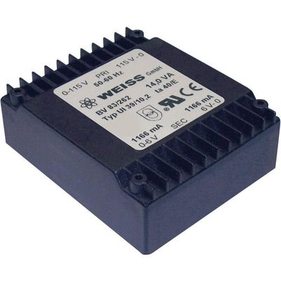 Weiss Elektrotechnik 83/265 PCB Transformer, 2 x 115 V to 2 x 12 V AC, 14 VA, 583 mA