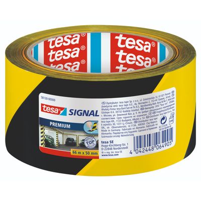 tesa Signal PREMIUM Marking Tape - 66 m x 50 mm - Black/Yellow
