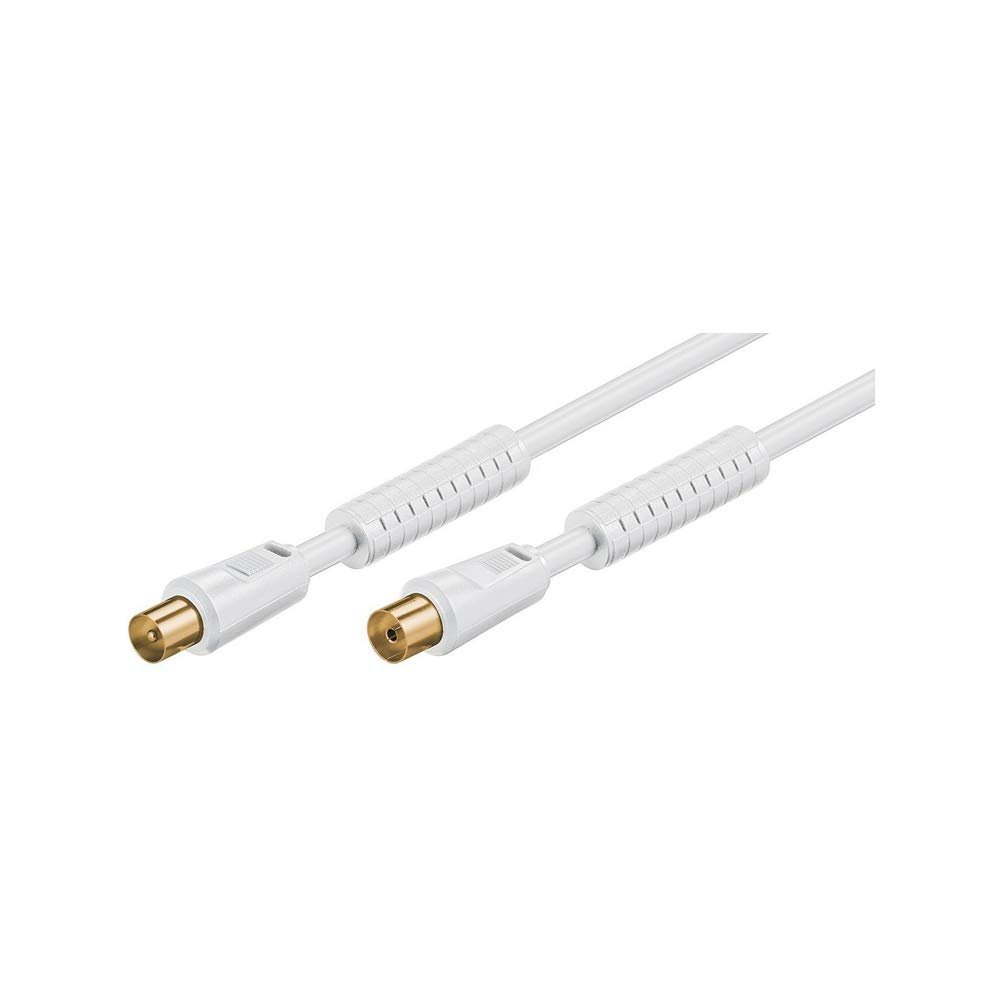 VALUE Antenna Cable with Ferrite, Plug/Socket, White, 10 m