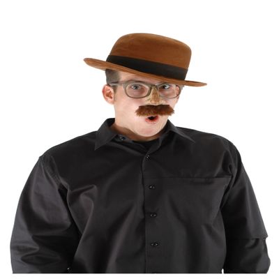 Brown Bowler Hat - Classic Felt Hat with Size Adjustment Band