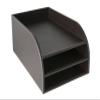 OSCO BPU3TT Luxury Faux Leather 3-Tier Letter Tray, Brown view 1