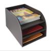 OSCO BPU3TT Luxury Faux Leather 3-Tier Letter Tray, Brown view 4