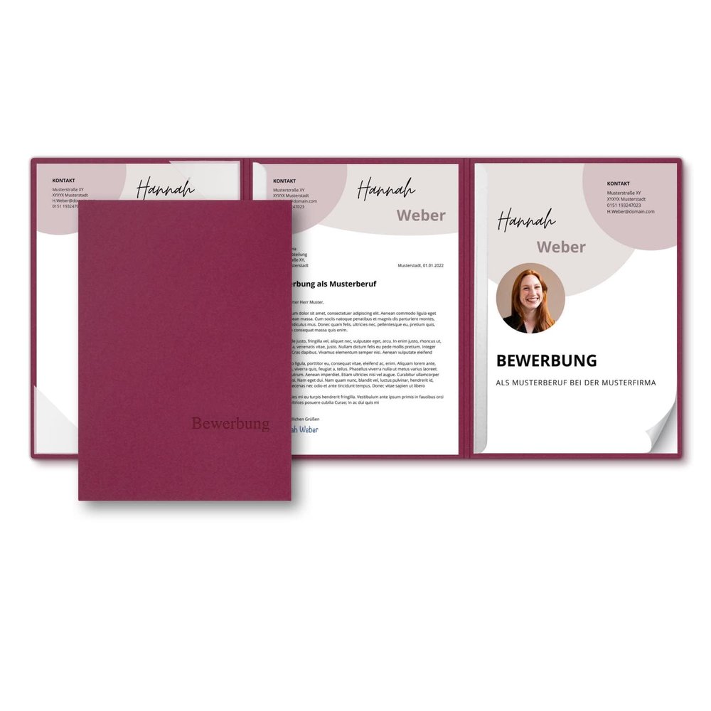 5 Lemani IMAGE 3-Part Application Folders, Bordeaux, with 2 Clamping Rails