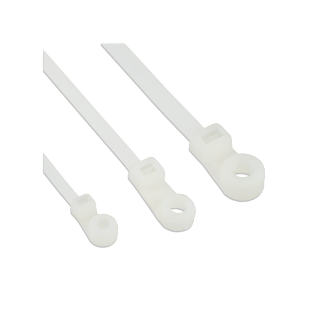 InLine 59975C 100-Pack Cable Ties with Mounting Hole, 200 mm x 4.8 mm
