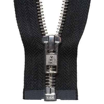 YKK Open-End Metal Zipper, Suede, No. 580, Black, 51 cm