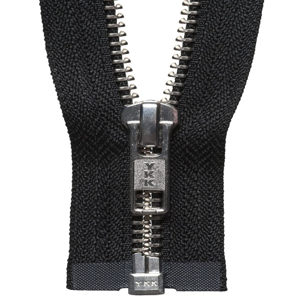YKK Open-End Metal Zipper, Suede, No. 580, Black, 51 cm