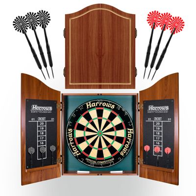 Harrows Pros Choice Dartboard Set with Cabinet, Scoreboard & 6 Darts