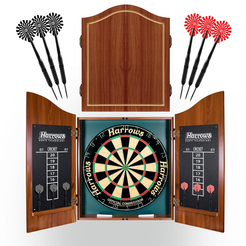 Harrows Pros Choice Dartboard Set with Cabinet, Scoreboard & 6 Darts