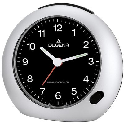 DUGENA Quartz Alarm Clock 4460384, Black, Silent, with Alarm Hand, Snooze, Dial Illumination and Crescendo Alarm