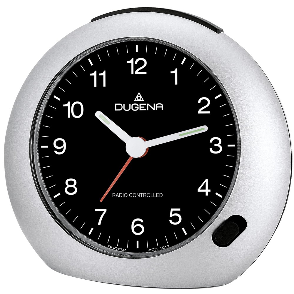 DUGENA Quartz Alarm Clock 4460384, Black, Silent, with Alarm Hand, Snooze, Dial Illumination and Crescendo Alarm
