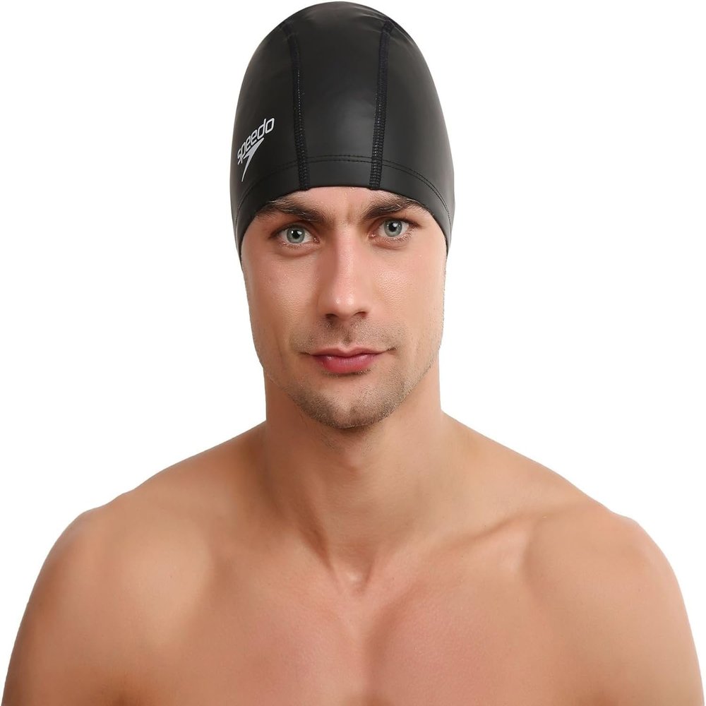 Speedo Unisex Pace Swim Cap | Comfortable Fit, Black, One Size