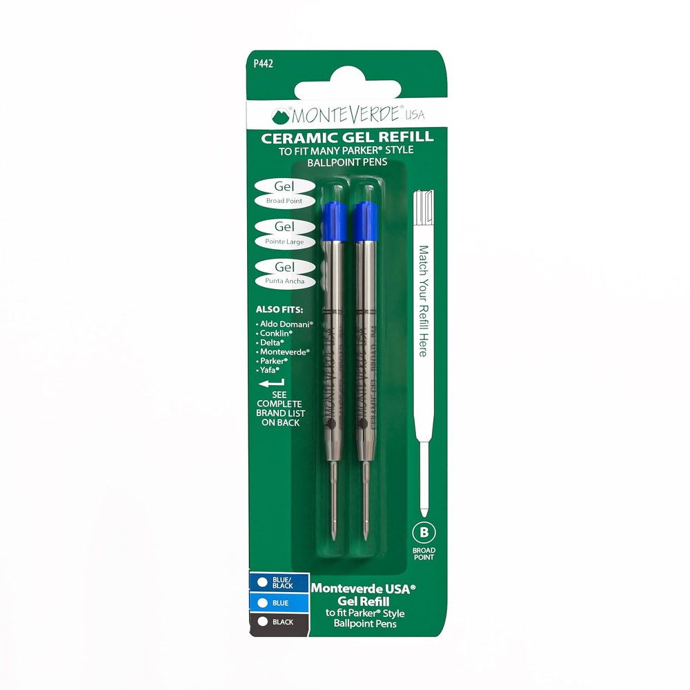 Monteverde P442BU Ceramic Gel Refill, Parker Compatible, Blue
