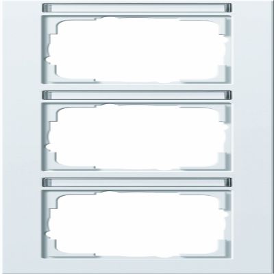 Gira 110322 3-Gang Cover Frame with Vertical Labeling Field, Gira E2, Pure White Matte