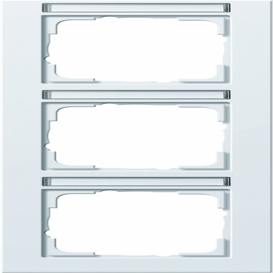 Gira 110322 3-Gang Cover Frame with Vertical Labeling Field, Gira E2, Pure White Matte