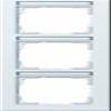 Gira 110322 3-Gang Cover Frame with Vertical Labeling Field, Gira E2, Pure White Matte view 1