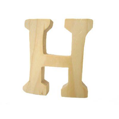 3D Wooden Letter "H", 8 cm Extra-Thick