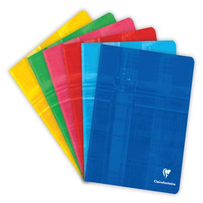 Clairefontaine 3791C Notebook, 17 x 22 cm, 16 Sheets, 90 gsm, French Ruling, Stitched, Assorted Colors, 1 Count