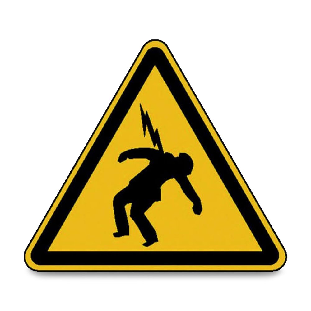Betriebsausstattung24 Warning Sign: Flashover Voltage Hazard, Embossed Aluminum, 100 mm