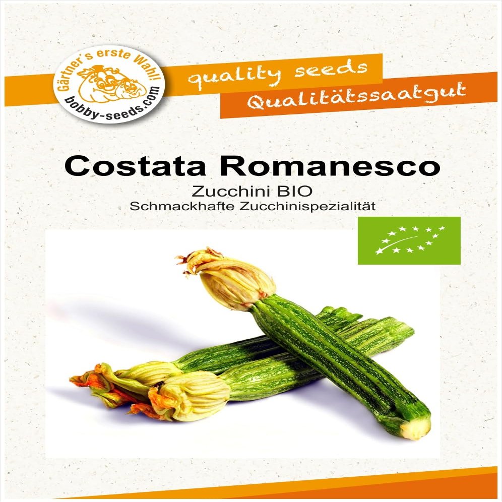 Costata Romanesco Organic Zucchini Seeds by Bobby-Seeds, 10 Seeds