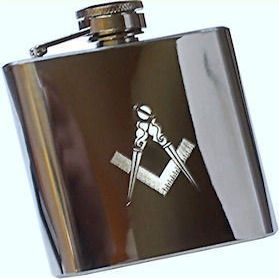 Square Flask with Freemason Symbol and Personalized Engraving