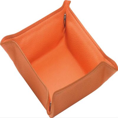 ALASSIO 40014 EMILIA Faux Leather Organizer Tray, 4.1 x 4.1 x 1.6 in, Orange