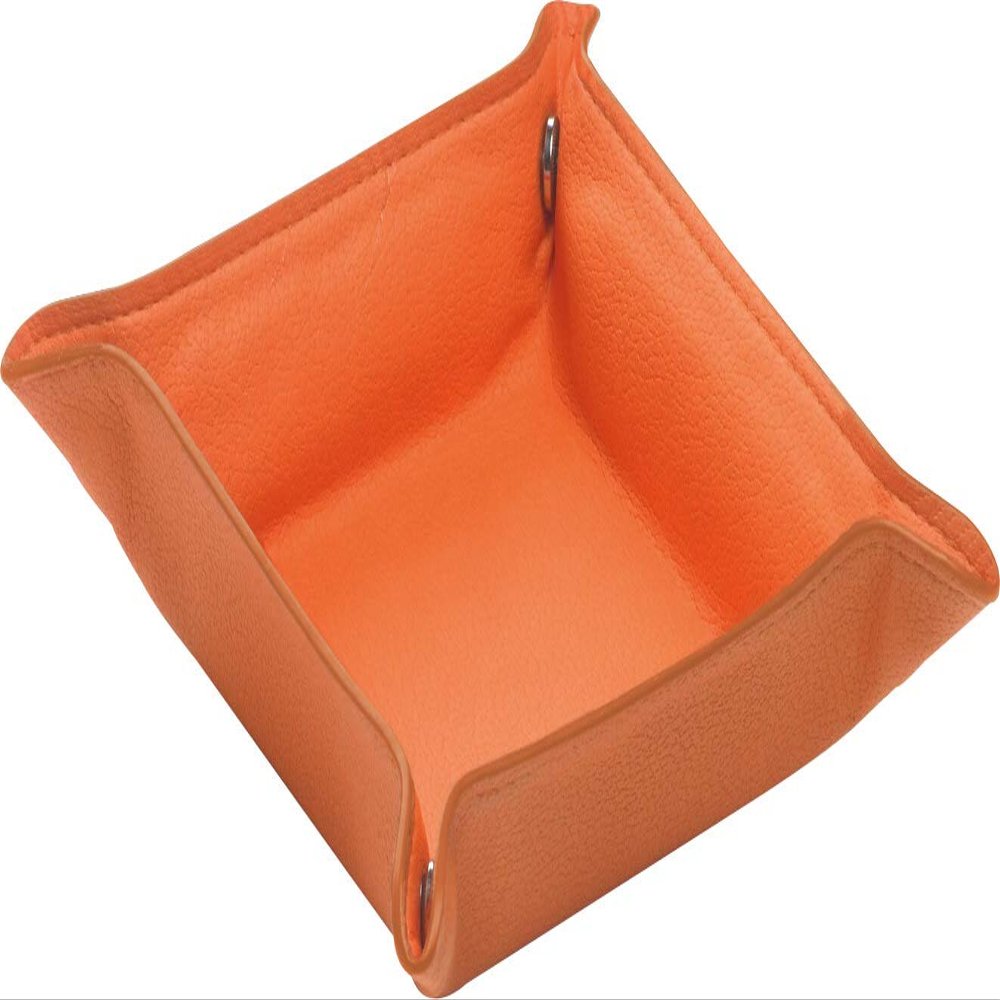 ALASSIO 40014 EMILIA Faux Leather Organizer Tray, 4.1 x 4.1 x 1.6 in, Orange