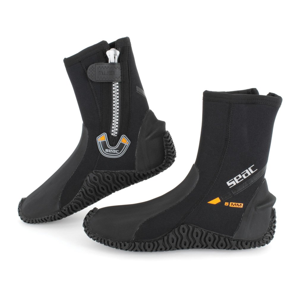 SEAC Basic HD, 5 mm Neoprene Dive Boots with Rigid Sole, Black, XL