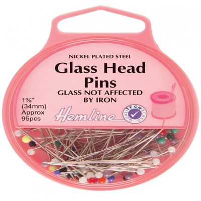 Hemline Glass-Head Pins, 34 mm