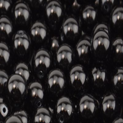 Black Round Glass Beads, 12 mm, Approx. 35 Pieces