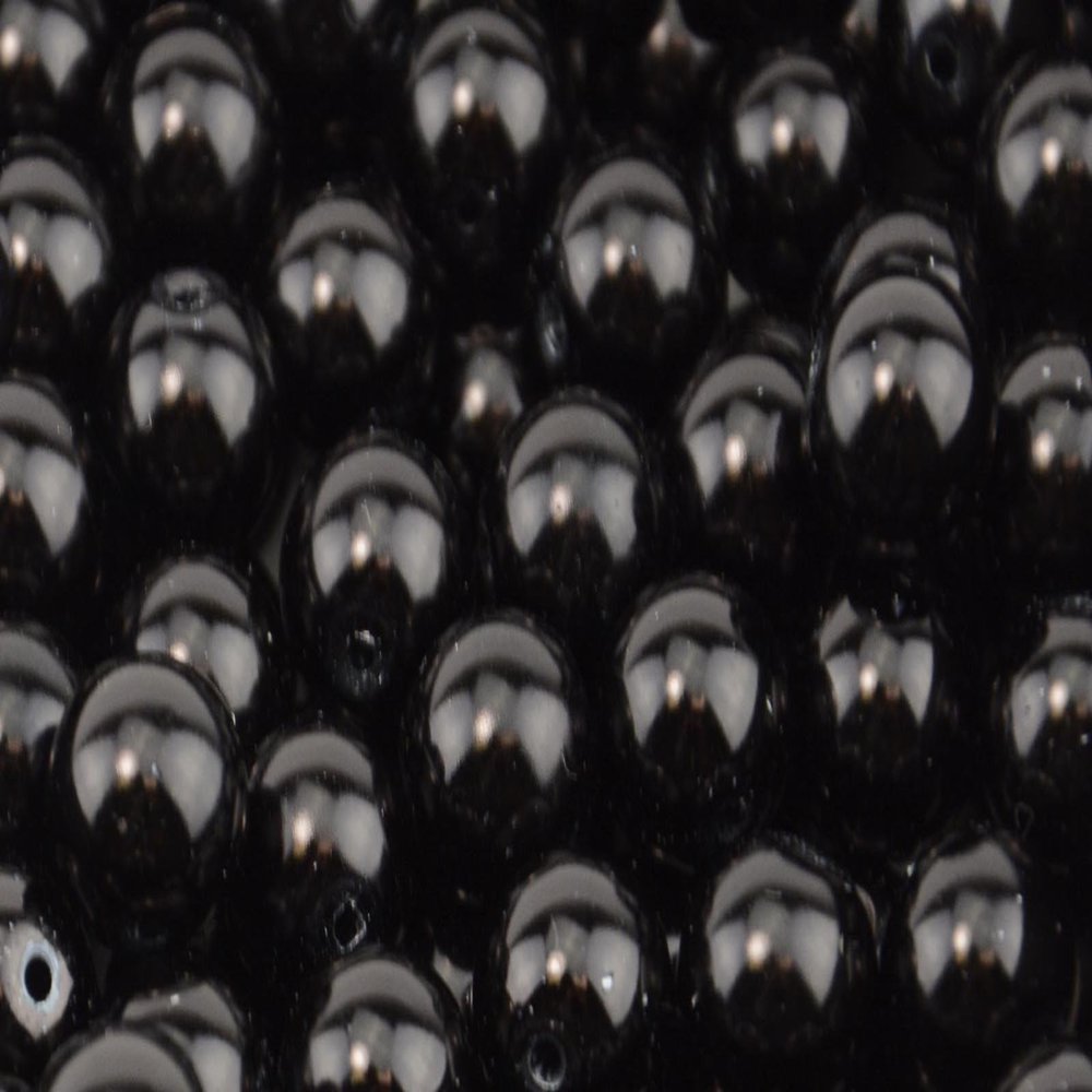 Black Round Glass Beads, 12 mm, Approx. 35 Pieces