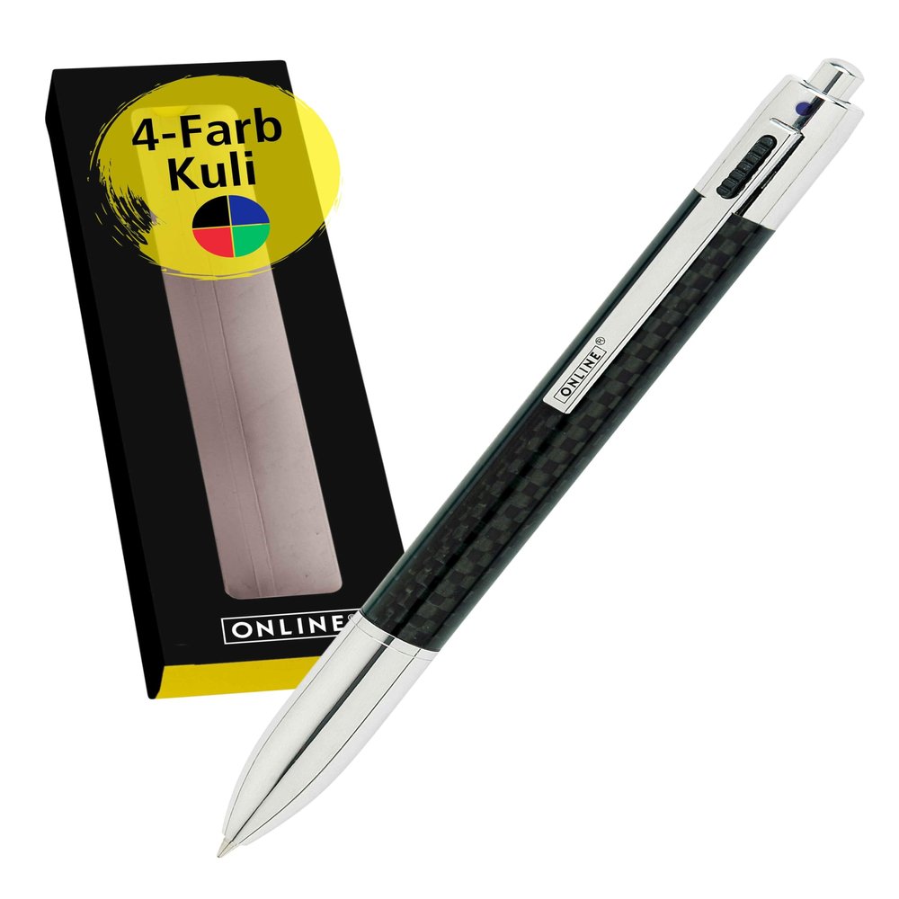 ONLINE 4-Color Carbon Ballpoint Pen with 4 D1 Refills