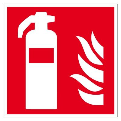 Fire Safety Sign, Fire Extinguisher, Vinyl Film, 10 x 10 cm