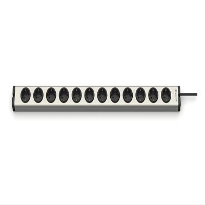 EHMANN 0600x00122031 Alu Universal Aluminum Power Strip, 12 Outlets, 1.5 m Cord