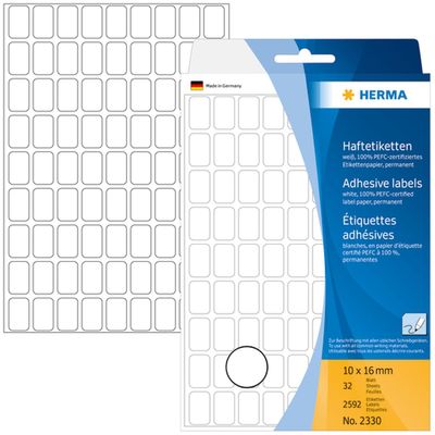 HERMA Multipurpose Labels 10 x 16 mm, White, 2,592-Pack