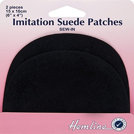 Hemline Suede Sew-On Patch, 10 x 15 cm, Black