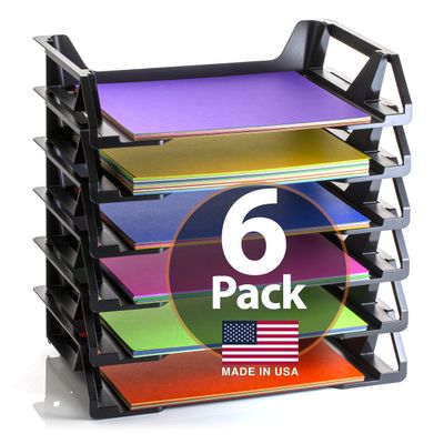 Officemate OIC Achieva Letter Trays, Side-Loading, Recycled, Black, 6-Pack (26212)