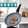 EliteHoff 3-Piece Induction Frying Pan Set (16/18/20 cm), Cast Aluminum Nonstick Pans with Silicone Handles, Gray (E-7551) view 3